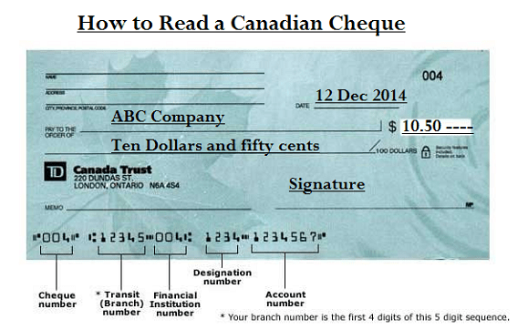 加拿大支票范例